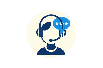 Naklejka premium A graphic representation of a person wearing a headset, symbolizing customer support and communication.