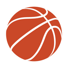 A classic orange basketball with white lines depicted in a simple graphic illustration style