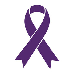 A simple bold purple awareness ribbon symbolizing support for various causes and campaigns