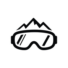 Iconic black and white mountain ski goggles symbol representing winter sports and outdoor adventure activities