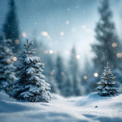 Snowy Winter Landscape with Trees and Soft Light