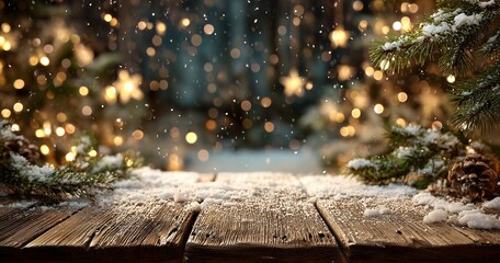 Winter Wonderland with Snow and Bokeh Lights