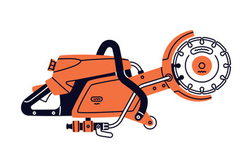 Cutting Torch or Saw as Petrol Hand Tool and Equipment for Repair Work Vector Illustration