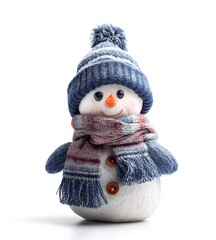 Cheerful Snowman with Hat and Scarf