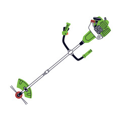 Grass Trimmer as Petrol Hand Tool and Equipment for Repair Work Vector Illustration