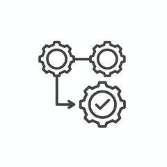 Obraz premium Workflow automation and successful process completion line icon. Illustrating streamlined system integration for efficient task management and achieved outcomes