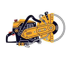 Circular Saw as Petrol Hand Tool and Equipment for Repair Work Vector Illustration
