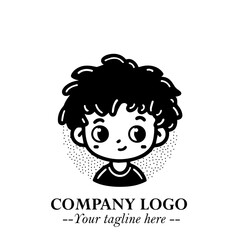 Black and White Chibi Boy Illustration with Jacket and Boots in Bold Thick Line Art Minimal Style