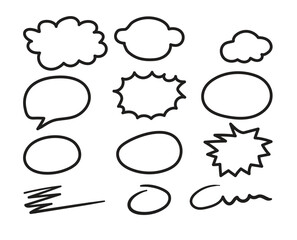 Hand drawn speech bubbles for comic and chat
