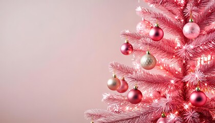 pink Christmas tree with a place for text