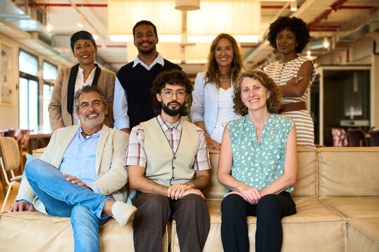 Diverse business team smiling at office portrait