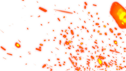 Fototapeta premium fire dust particles over transparent background overlay, Flying Fire Particles transparent background in png format. 3d render of fire embers, Fire flames isolated on white background