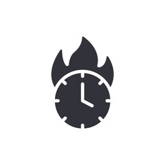 Burning Clock Icon Deadline Time Urgency Concept