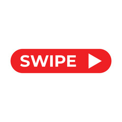 Red swipe button icon with white text and right arrow symbol on a white background, representing motion, navigation, interaction, mobile interface, and modern digital user experience design.