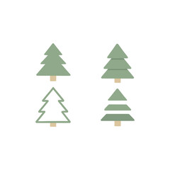 Minimalist Christmas tree vector set in pastel green