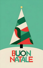 Buon Natale – Geometric Abstract Christmas Tree in Italian Flag Colors