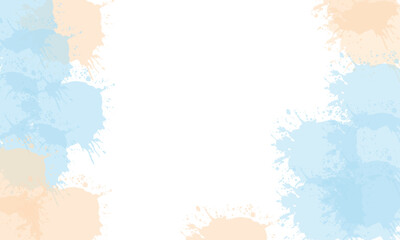 Soft watercolor splash background with pastel blue and beige paint stains framing a white center. Perfect for invitations, art templates, creative posters, or elegant minimalist design projects.