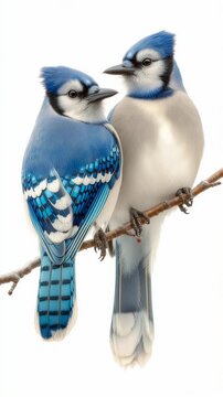 Observing blue jays in North America on a sunny day