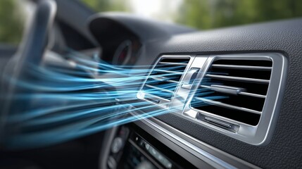 Modern Car Interior with Enhanced Air Conditioning Silver Dash Vent for Optimal Air Flow Comfort