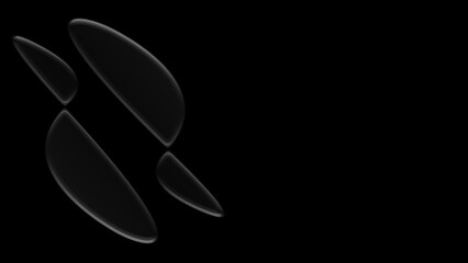 Stylish abstract background with smooth metallic shapes and glossy reflections on a black surface, creating a futuristic, elegant, and minimal design for modern visual projects.