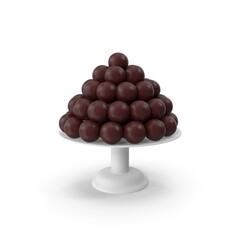 Cocoa Candy Balls Displayed on a Stand isolated on transparent background, 3D PNG