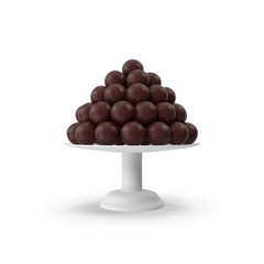 Cocoa Candy Balls Displayed on a Stand isolated on transparent background, 3D PNG