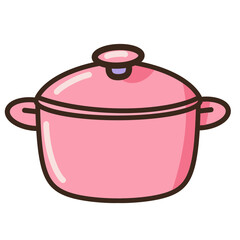 Cute Pink Cooking Pot Cartoon Illustration