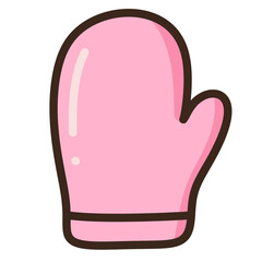 Cute Pink Oven Mitt Cartoon Illustration