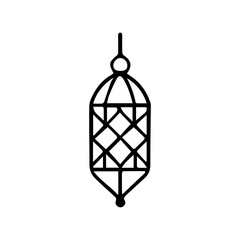 Minimal hanging lantern outline, Islamic Ramadan decoration