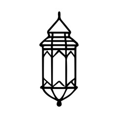 Islamic lantern with geometric top line art illustration