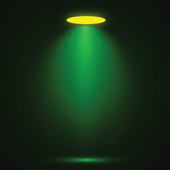 Green stage spotlight background with a vivid yellow light source