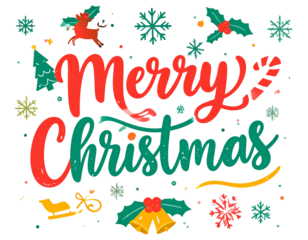 Cartoon Festive “Merry Christmas” Typography