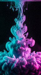 Obraz premium Abstract Ink Cloud in Water, Cyan and Magenta 4K