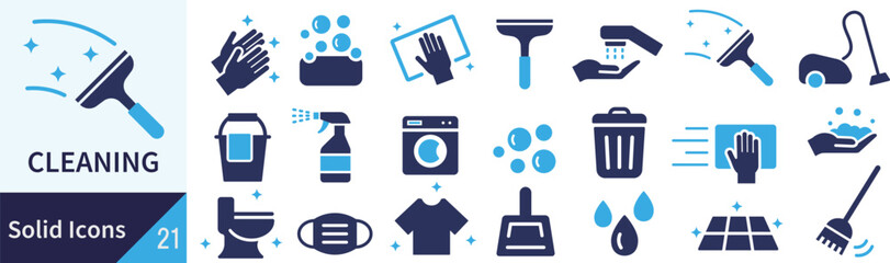 ベクターの清掃に関するシルエットアイコンセット
