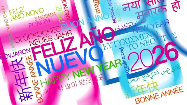 Feliz a&ntilde;o nuevo deseos tarjetas colores 2026