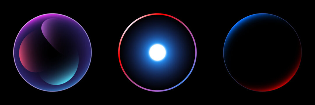 Abstract Futuristic Vector Design: Glowing Cosmic Spheres with Vibrant Gradient Colors and Technology Concept Background