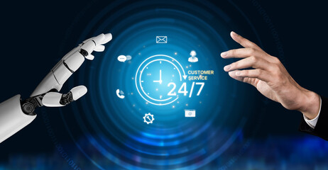 An AI assistant provides 24-hour customer service through an automated support system. This constant help is available via chatbot, email, and phone for immediate assistance. Fermion