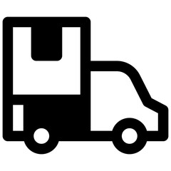 Delivery. Outlined stroke vector icon with black-filled details.