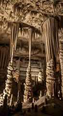 Stalactites and Stalagmites in Carlsbad Caverns National Park.