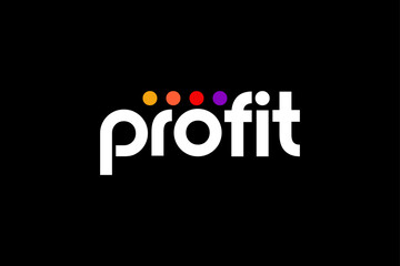 word profit. rounded modern geometric circular minimalist clean alphabet font. lowercase bold typography vector illustration design
