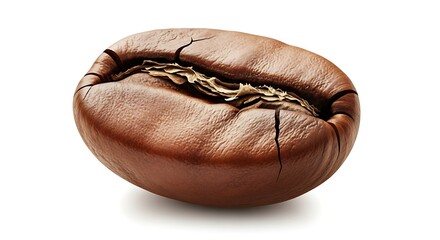 Close-up of a Cracked Coffee Bean on White Background