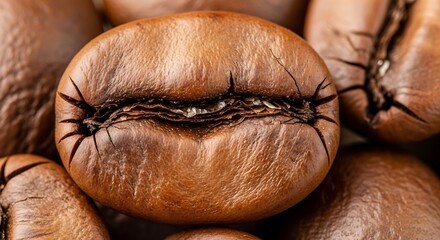 Close-up of Brown Coffee Beans in High Detail for Coffee or Food Marketing
