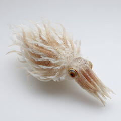 Elegant Oceanic Creature: a solitary cuttlefish, showcases its delicate beauty. Delicate frills, intricate details, and unique charm, offering a glimpse into underwater wonders.