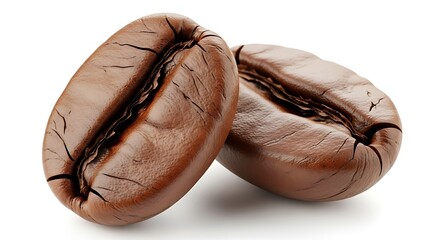 Close-up of Brown Coffee Beans on White Background