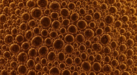Close-up of Carbonated Beverage Bubbles in Glass with Golden Hue