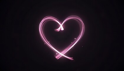 glowing neon heart on black