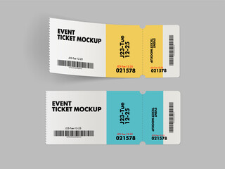 Realistic Detailed 3d Grand Opening Event Ticket Mockup Set on a Grey. Vector illustration of Tickets
