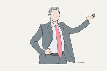 Colored business leader concept one-line drawing