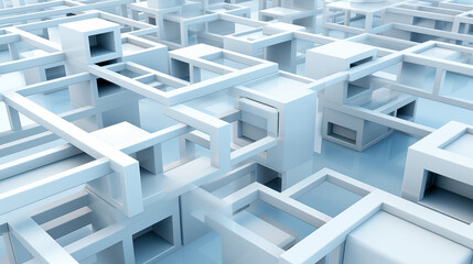 Abstract White Geometric Maze