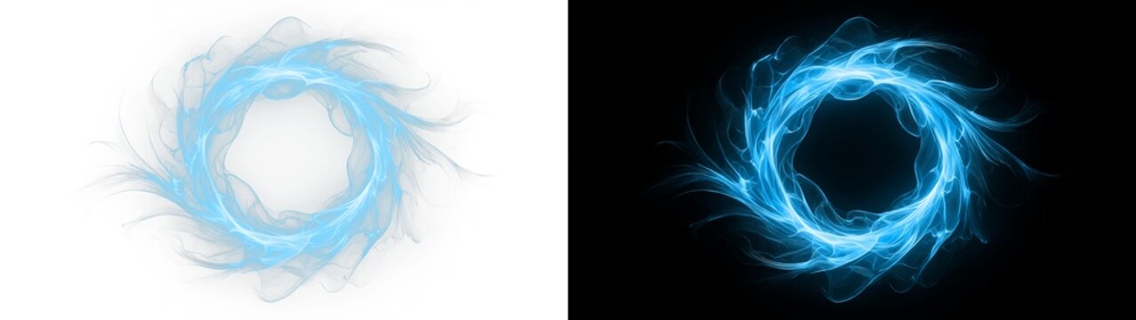 Burning ring. Magic energy ring light swirl. Glowing blue circle with fiery aura. Twirl luminous background design.  Fiery circle. PNG, Science fiction. 光